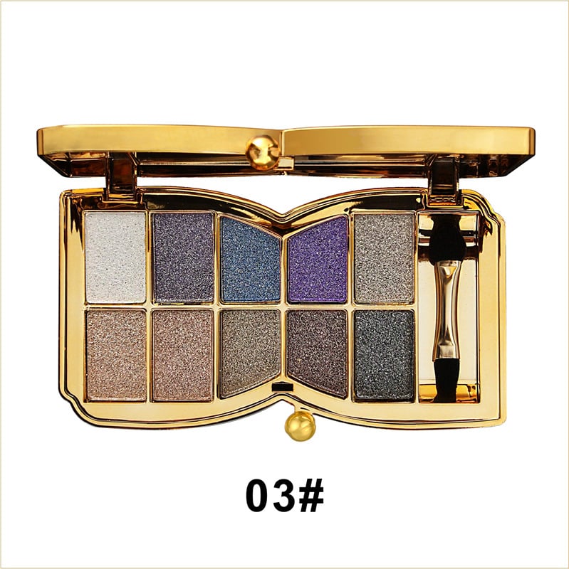 Palette de fards à paupières pailletés 10 couleurs – Poudre maquillage à effet brillant haute brillance pour un maquillage des yeux glamour – Pigmentation intense
