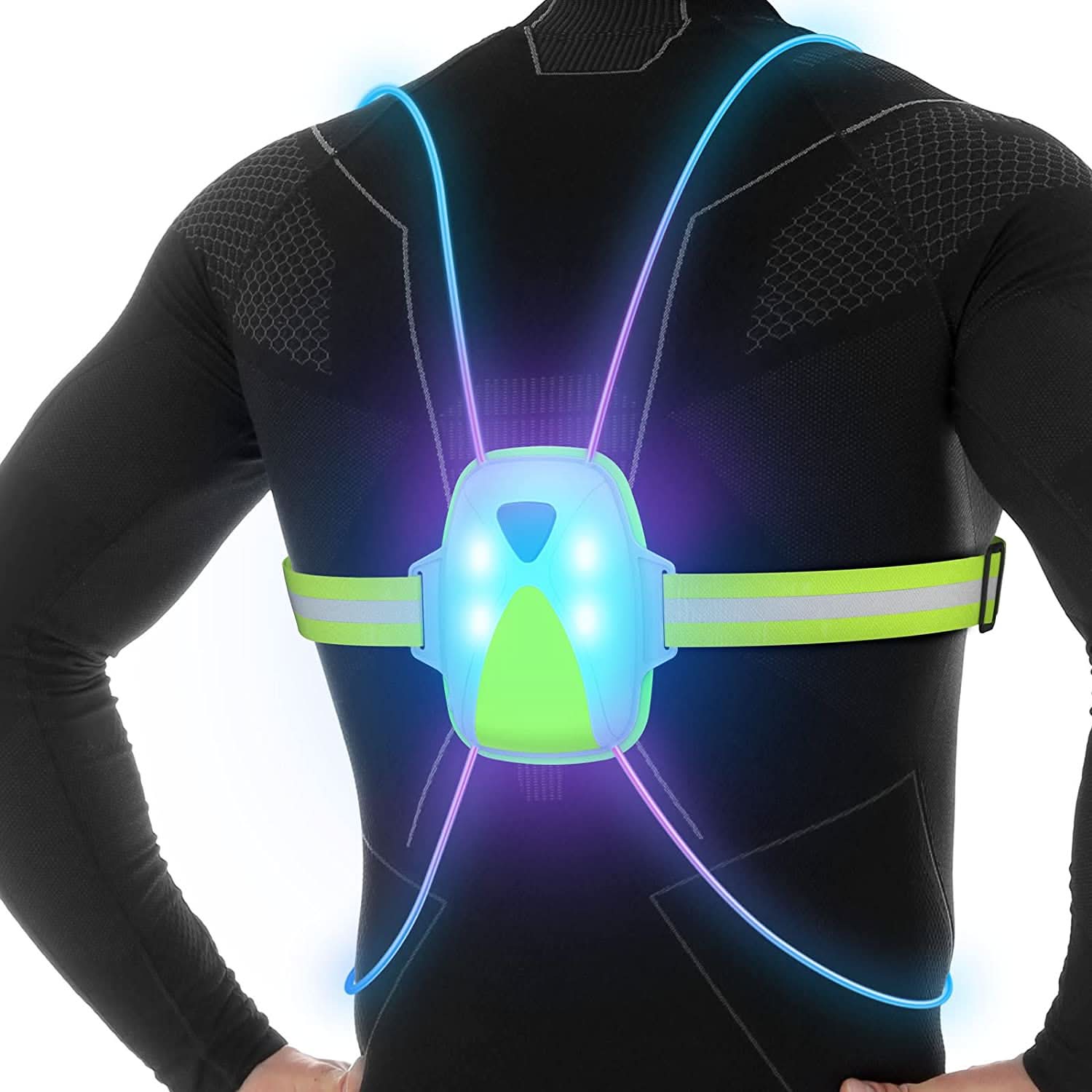Colete de Segurança LED LumaGuard Ajustável e Luminoso para Corrida e Atividades ao Ar Livre
