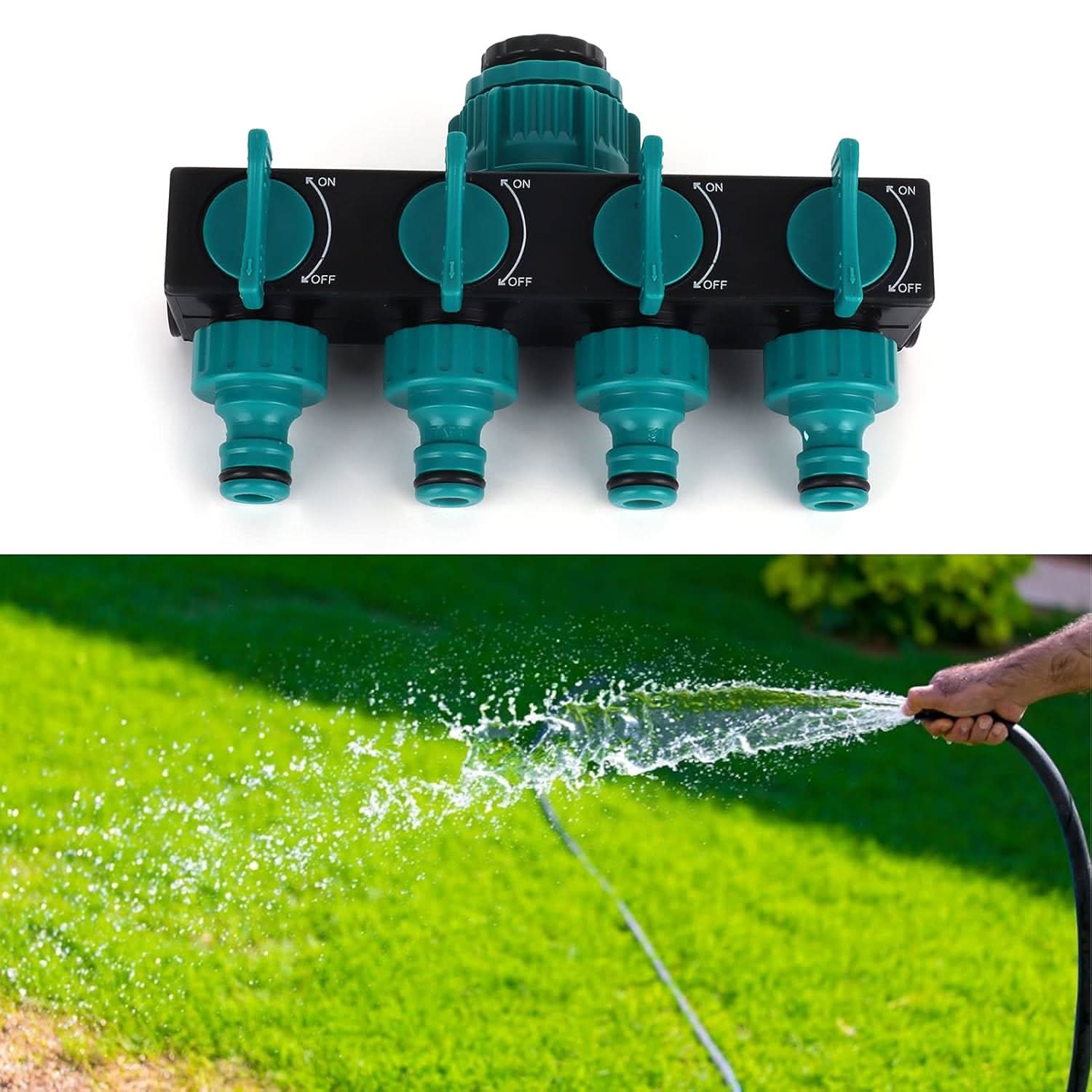 4 Way Garden Hose Distributor With Adjustable Tap Adapter