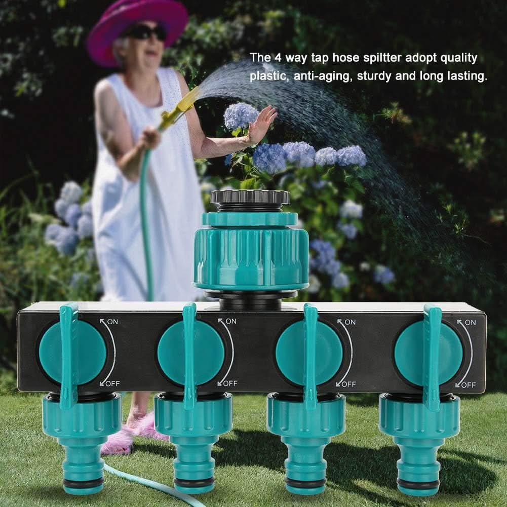 4 Way Garden Hose Distributor With Adjustable Tap Adapter