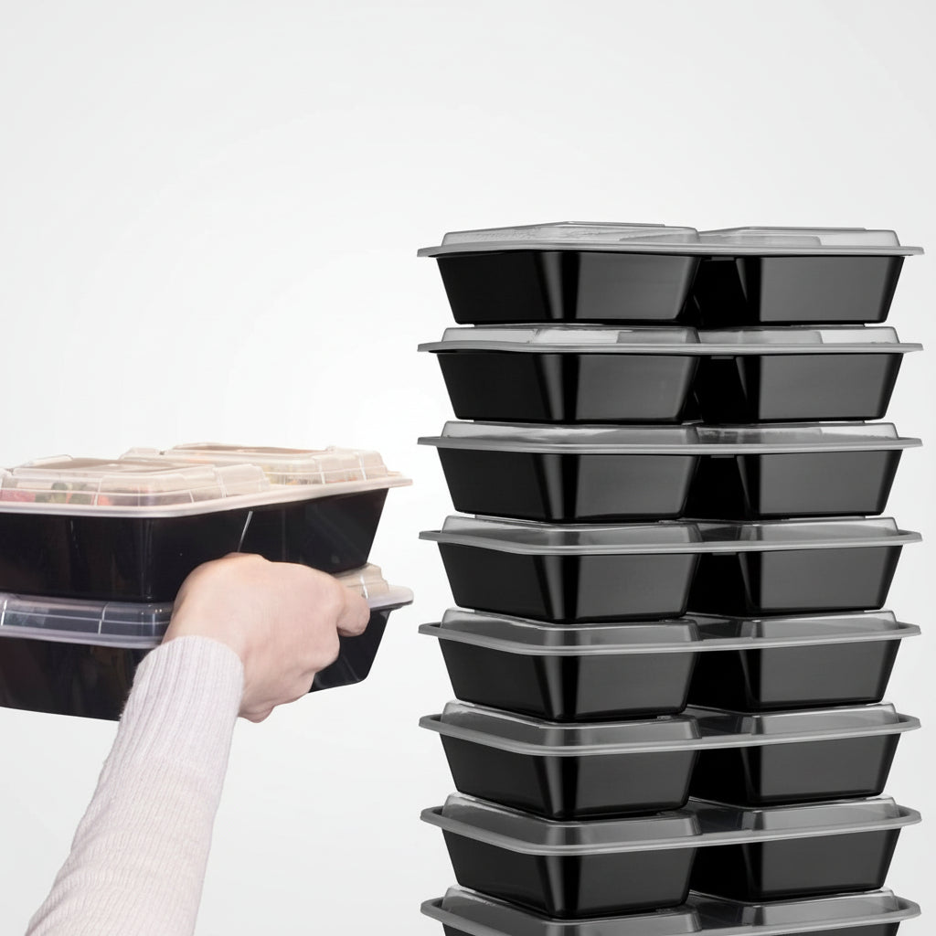 Lunch box a tre scomparti per una pianificazione efficiente dei pasti e il controllo delle porzioni