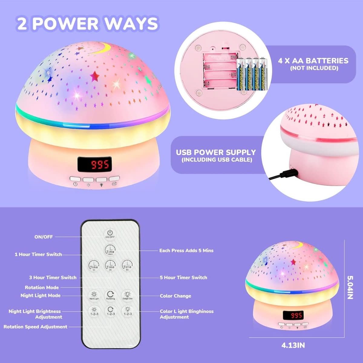 Projektor Gwiazd LumaStar Magic z 16 kolorami i timerem