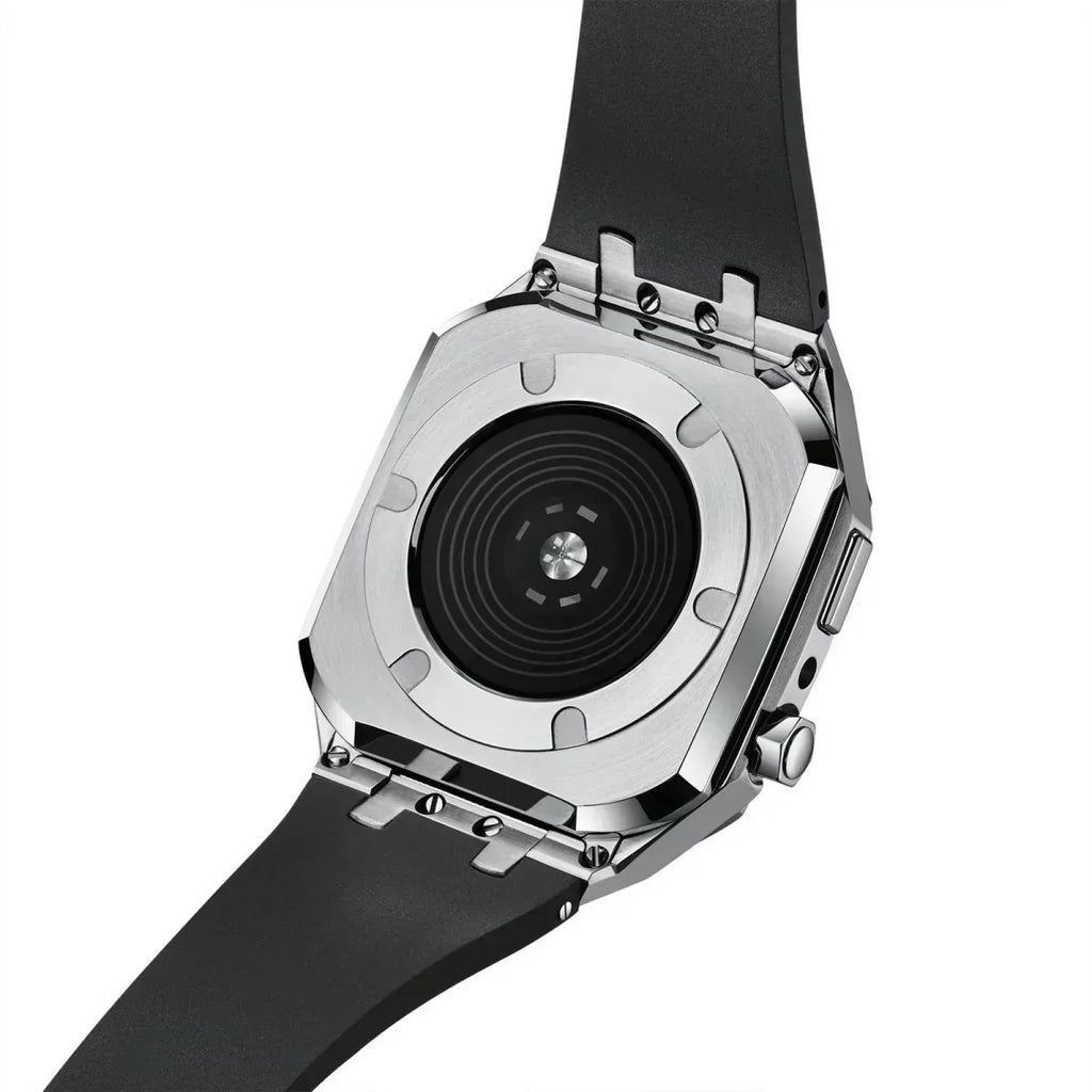 Kit cu bandă din silicon AP9009 și carcasă din oțel inoxidabil 316L pentru Apple Watch