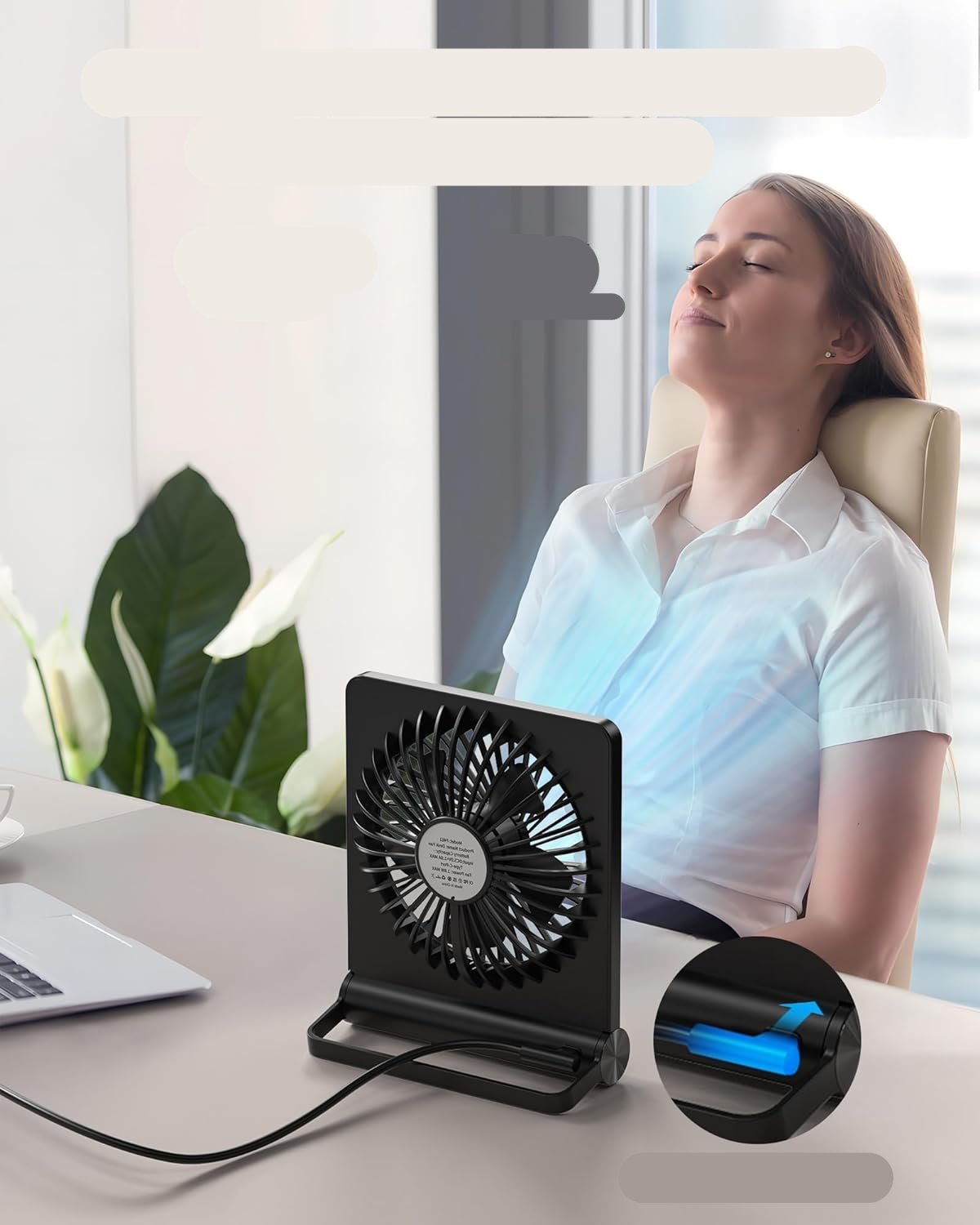 Kompaktní stolní ventilátor AeroCalm Ultra-Setting pro klidný proud vzduchu