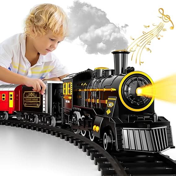 Electric Christmas Train Set For Festive Winter Evenings With Flexible Tracks