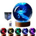 Axolotl 3D krystall stemningslampe med trebase, 16 fargers LED-moduser