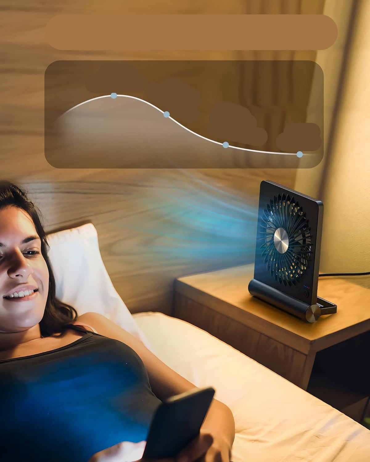 Kompaktní stolní ventilátor AeroCalm Ultra-Setting pro klidný proud vzduchu