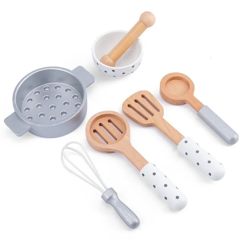TinyChef Wooden Kitchen Set For Little Chefs Realistic Play Set