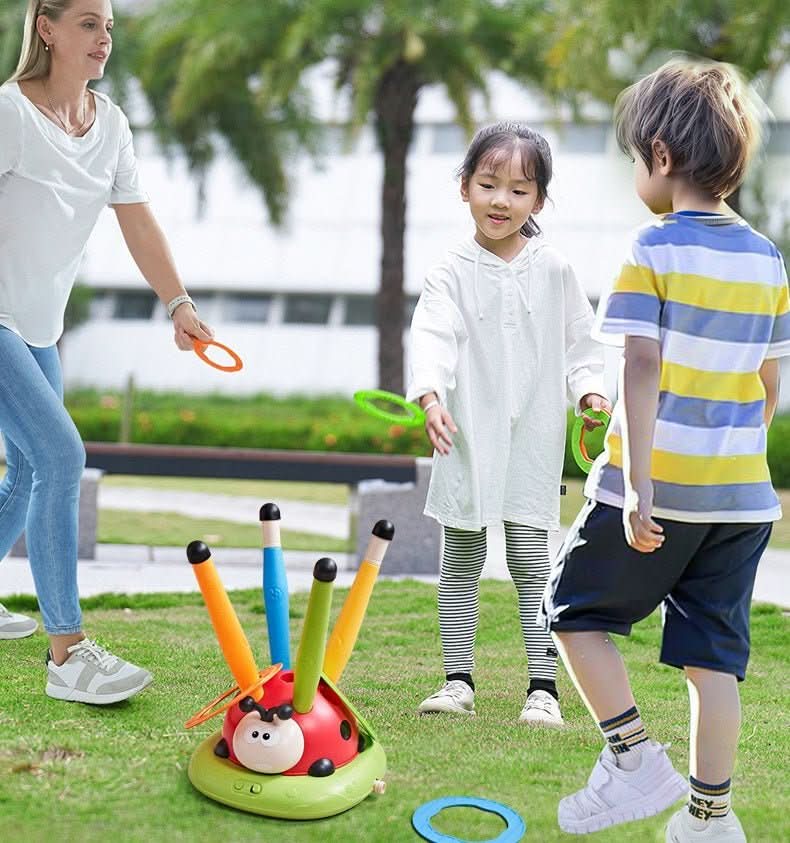 NovaPlay 3-In-1 Activity Kit for Kids Jump Rope Ring Toss Pedal Rocket
