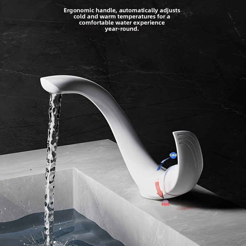 White C-Shaped Basin Faucet