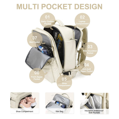 35L Waterproof Travel Backpack For Women With USB Port For Hiking | Fervei