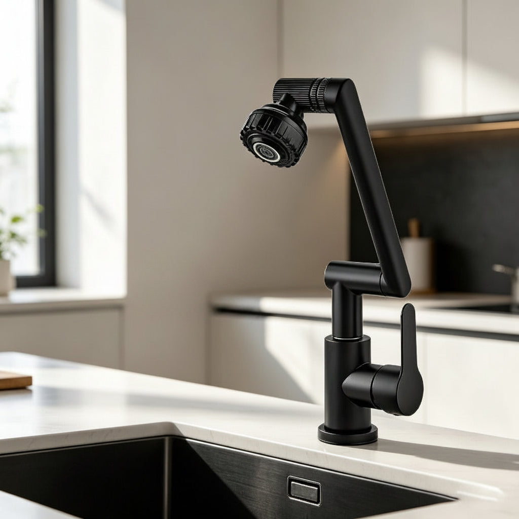 Universal Rotating Faucet with Flexible Extension Arm