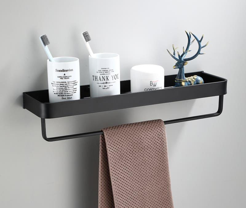 Kellan Black Space Aluminum Wall Mount Bathroom Rack Organizer