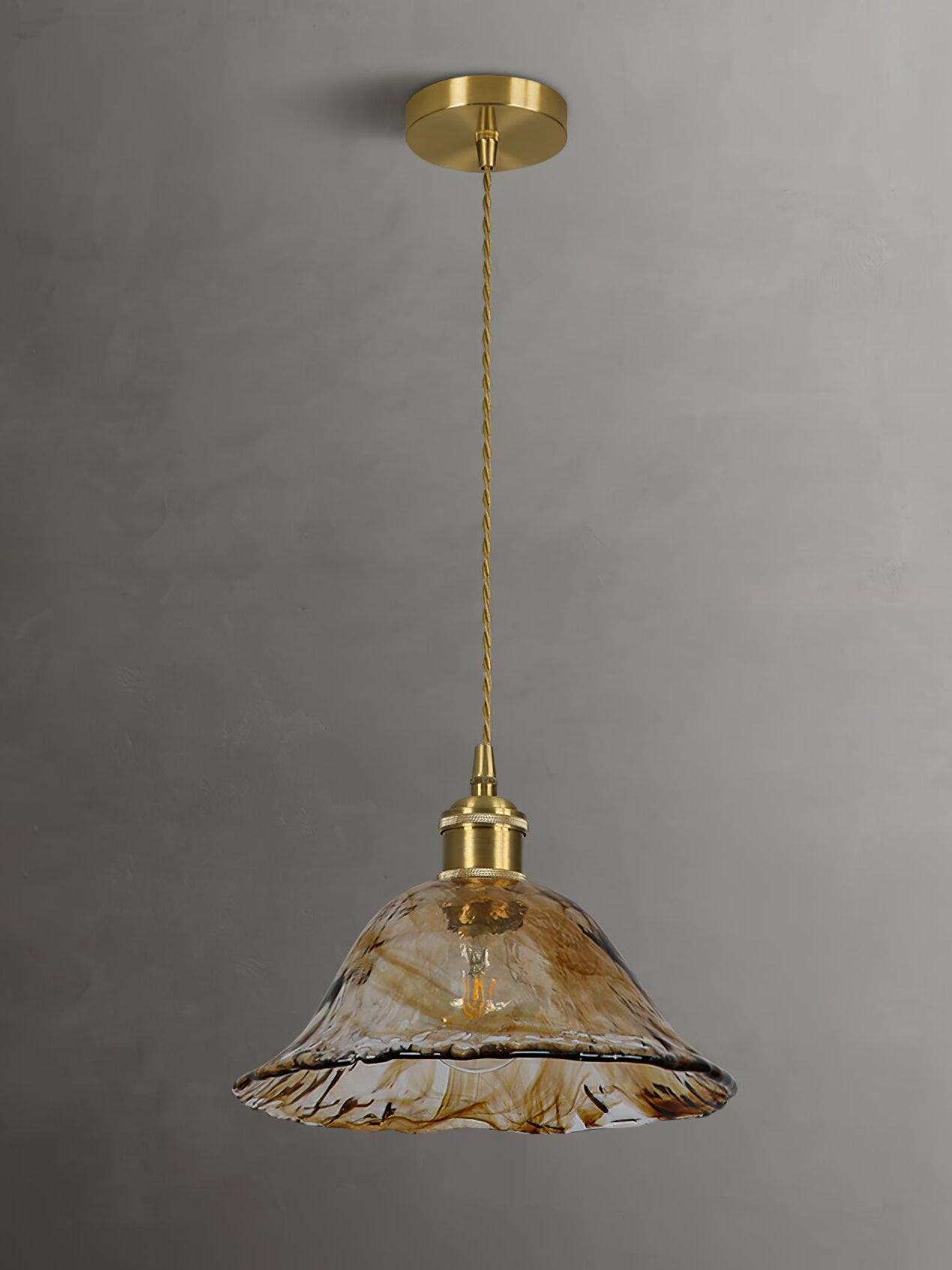 Corvin Brass And Amber Glass Pendant Light