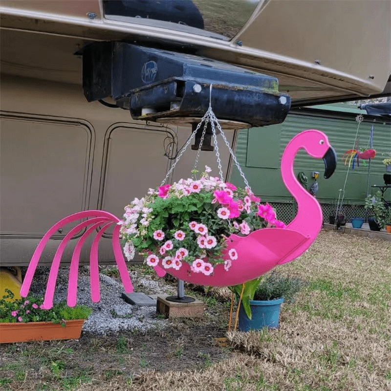 Hanging Plant Bowl With Colorful Chicken Design Garden Decor