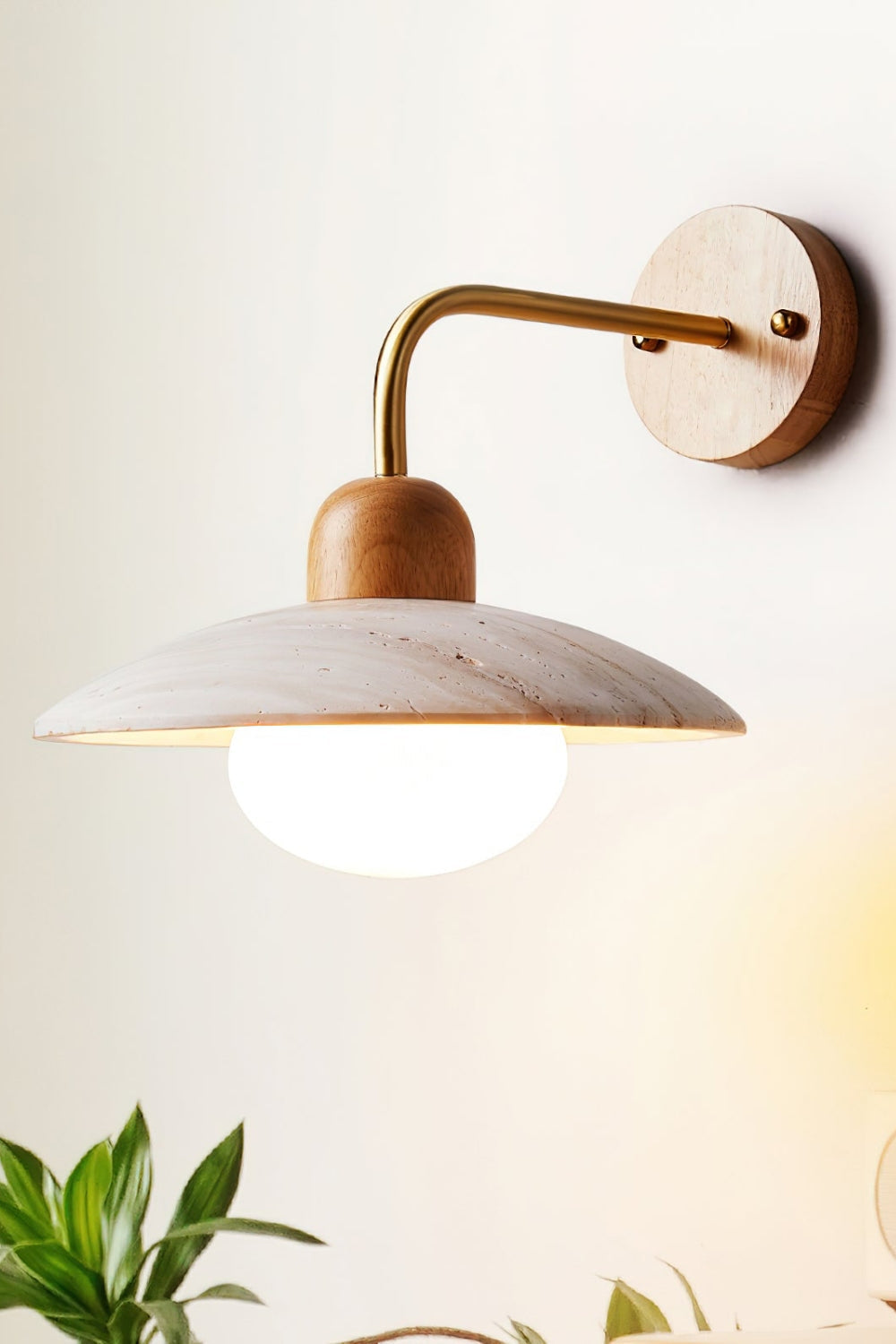 Lunara Travertine Wall Light With Disc For Modern Interiors