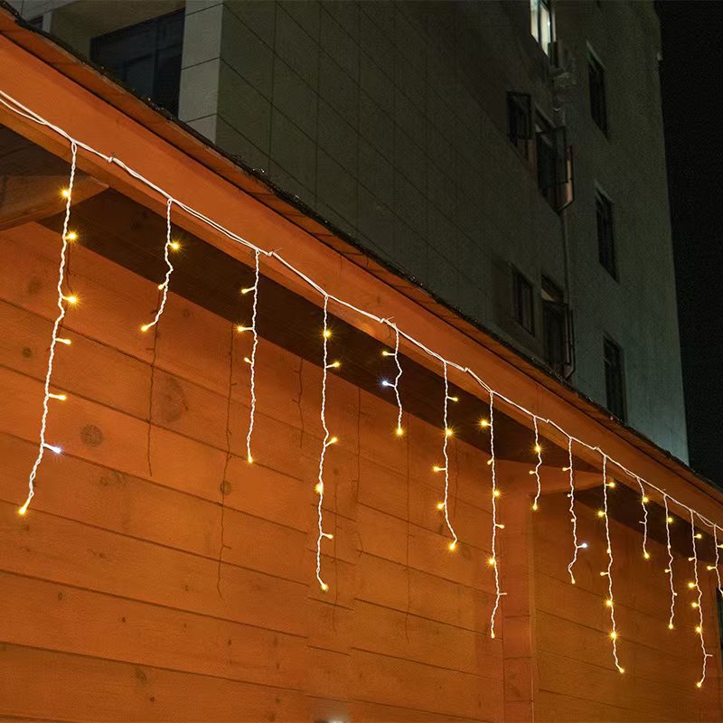 Outdoor Fifty Meter Icicle Curtain Lights With Warm White Waterfall Effect