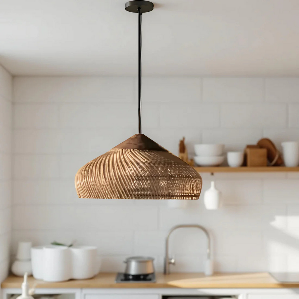 LumaRattan ručně tkané ratanové boho závěsné stropní světlo