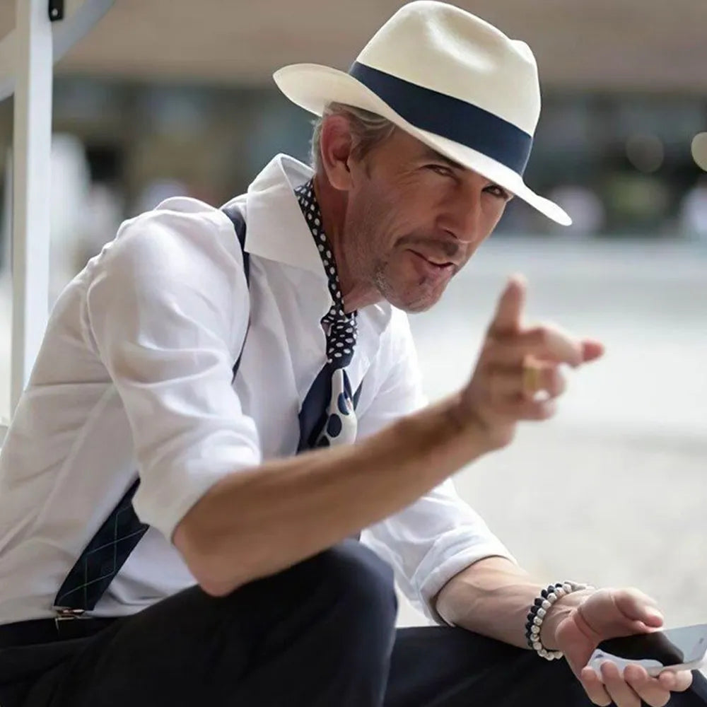 Genuine Ecuadorian Panama Hat With Classic Hatband For Timeless Outdoor Style
