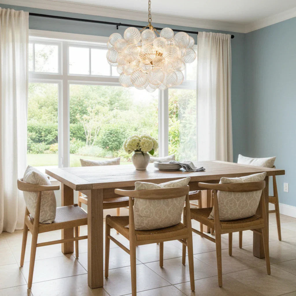 Lampadario a Bolle con Vetro Trasparente Elegante e Righe
