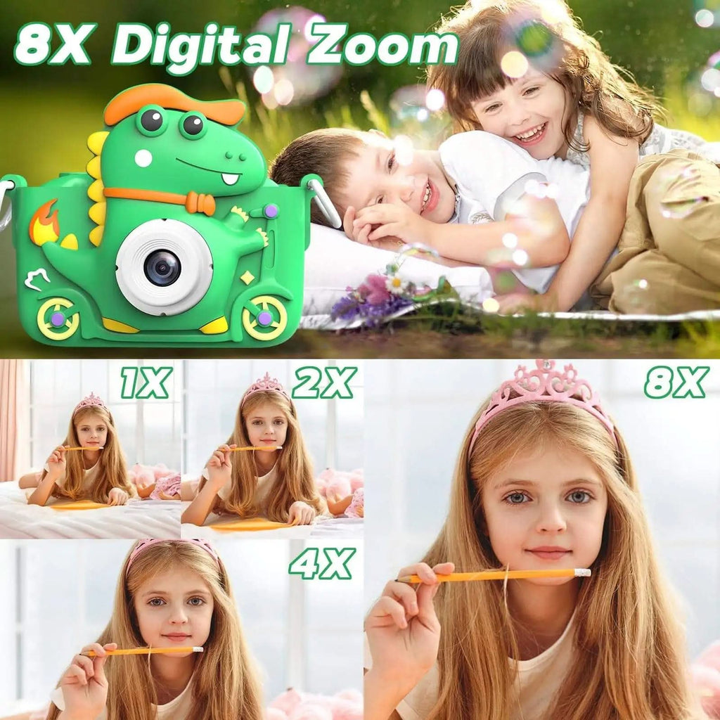 DinoVista Kids Camera With 1080p HD Dinosaur Design