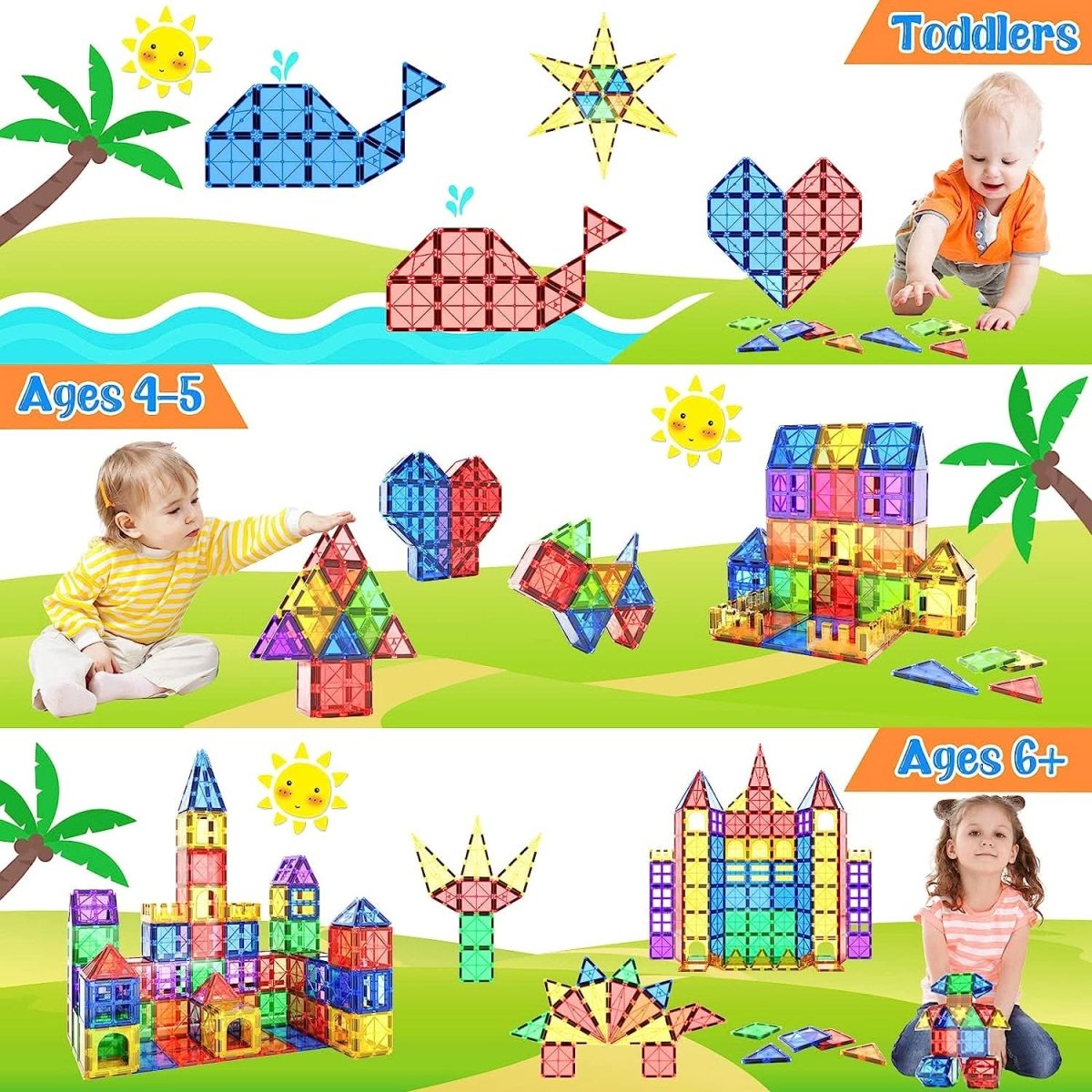NovaBuild Montessori magnetické dlaždice pro kreativní děti