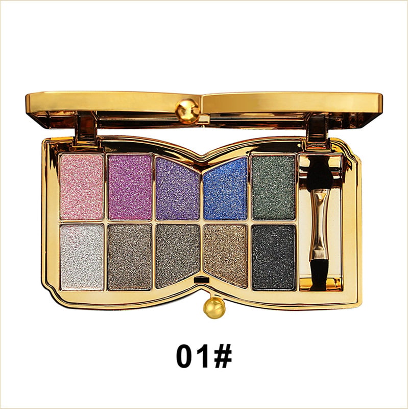 Palette de fards à paupières pailletés 10 couleurs – Poudre maquillage à effet brillant haute brillance pour un maquillage des yeux glamour – Pigmentation intense