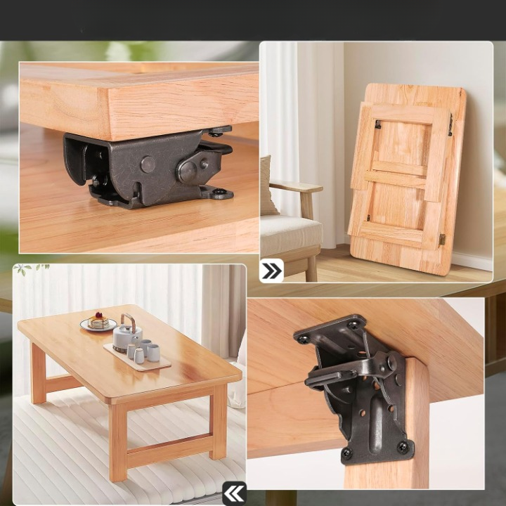 Steel Folding Table Hinges With Self-Locking, 225 Kg Capacity, 90 Degree Mount, 2-Pack