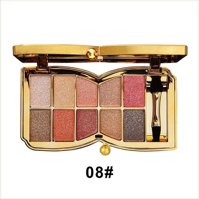 Palette de fards à paupières pailletés 10 couleurs – Poudre maquillage à effet brillant haute brillance pour un maquillage des yeux glamour – Pigmentation intense
