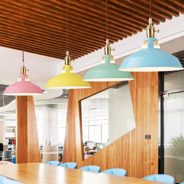 AuroraForge Multicolor Pendant Light Fixture With Barn Shade