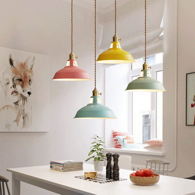 AuroraForge Multicolor Pendant Light Fixture With Barn Shade