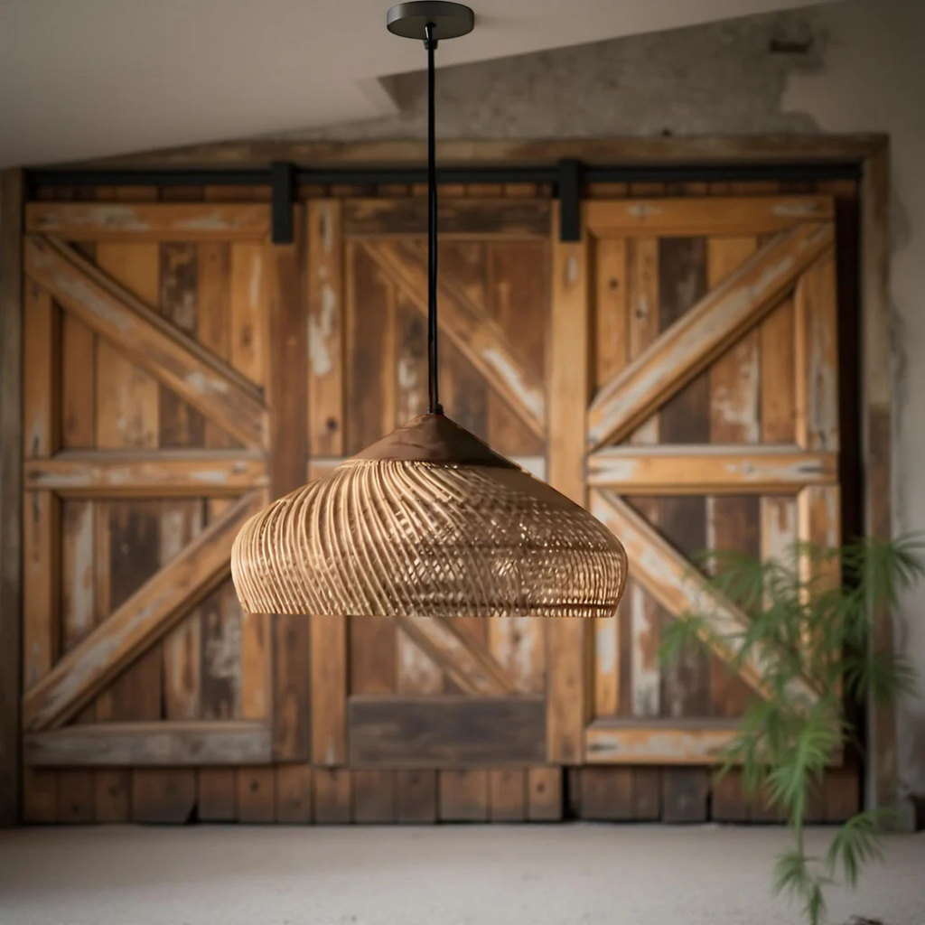 LumaRattan ručně tkané ratanové boho závěsné stropní světlo