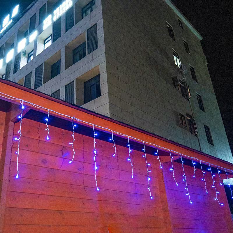 Outdoor Fifty Meter Icicle Curtain Lights With Warm White Waterfall Effect