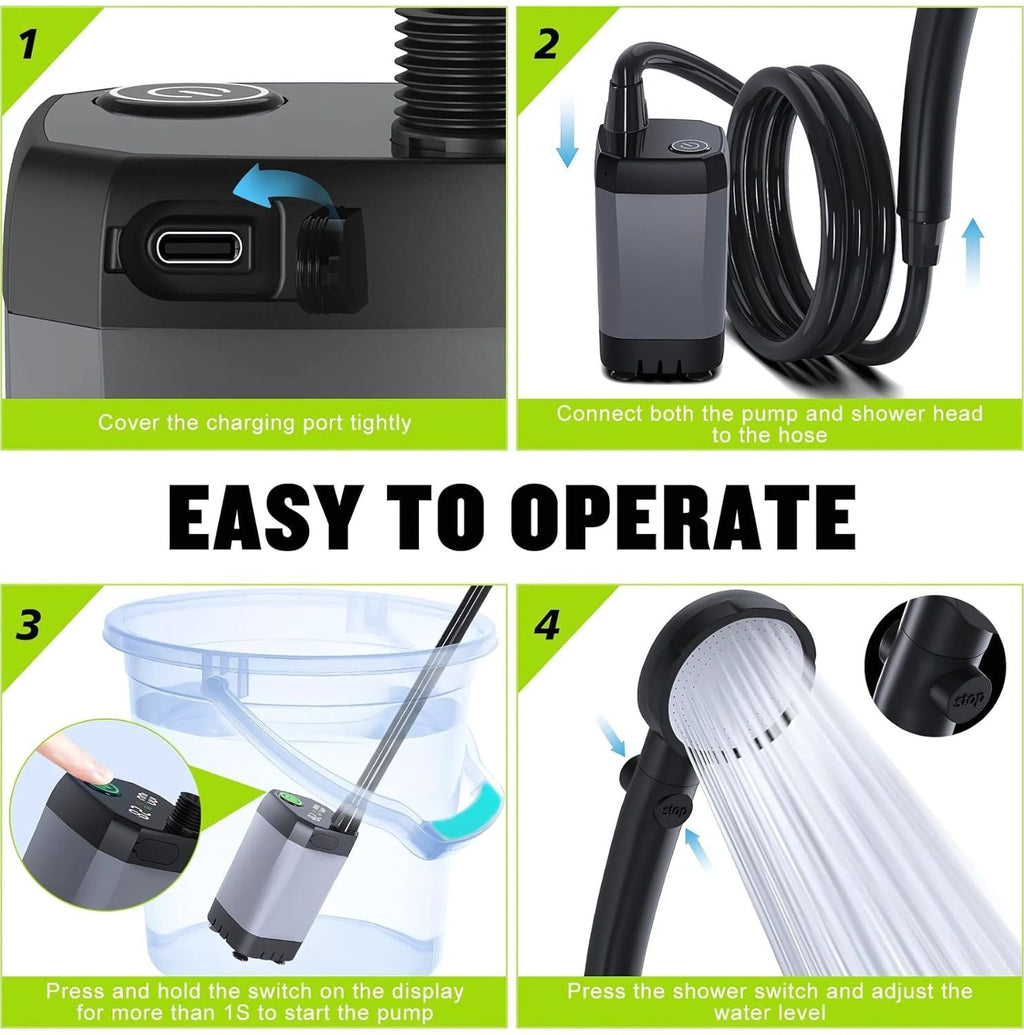 Portable Compact Outdoor Shower With Electric Pump For Camping