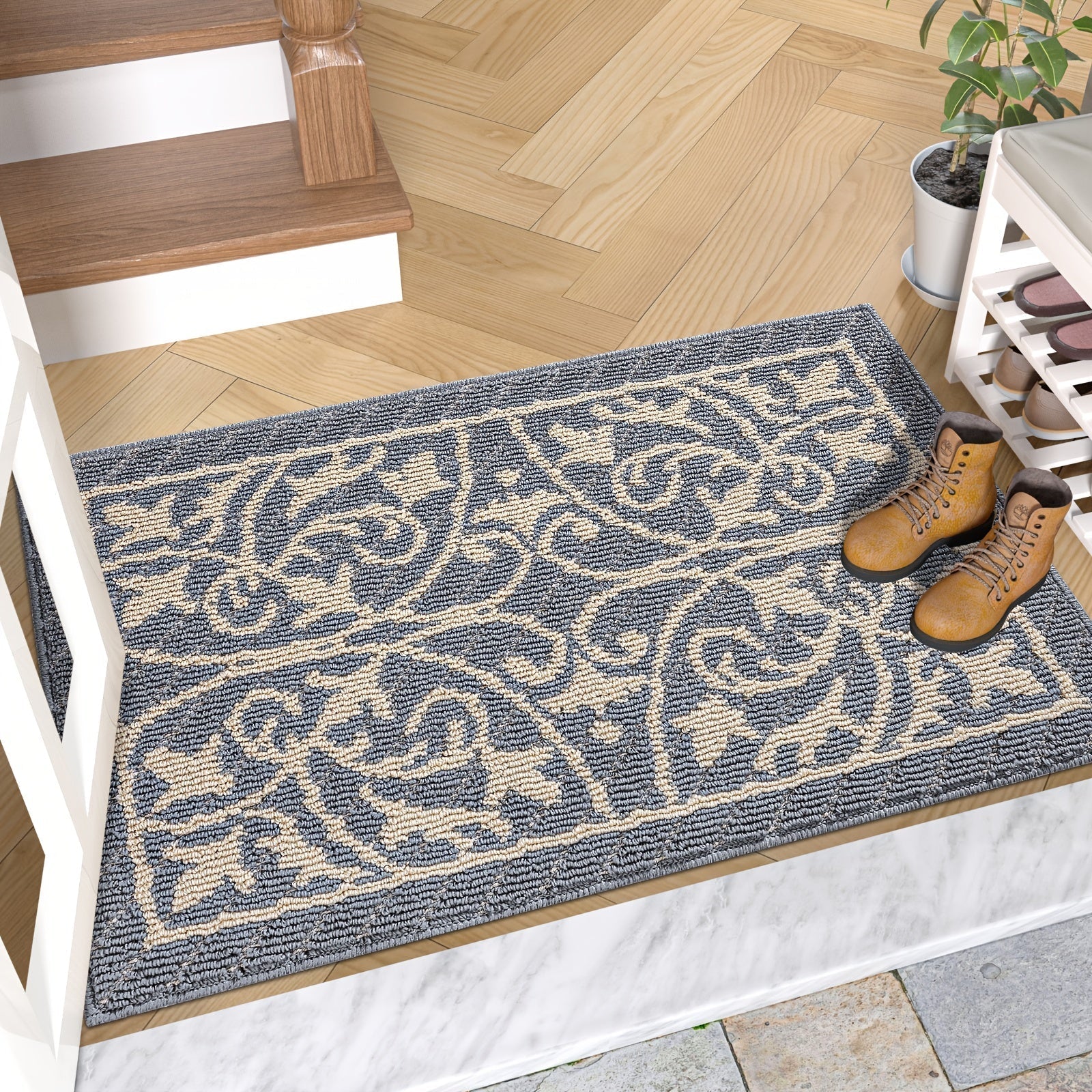 Low profile non-slip indoor entryway mat for clean and safe floors