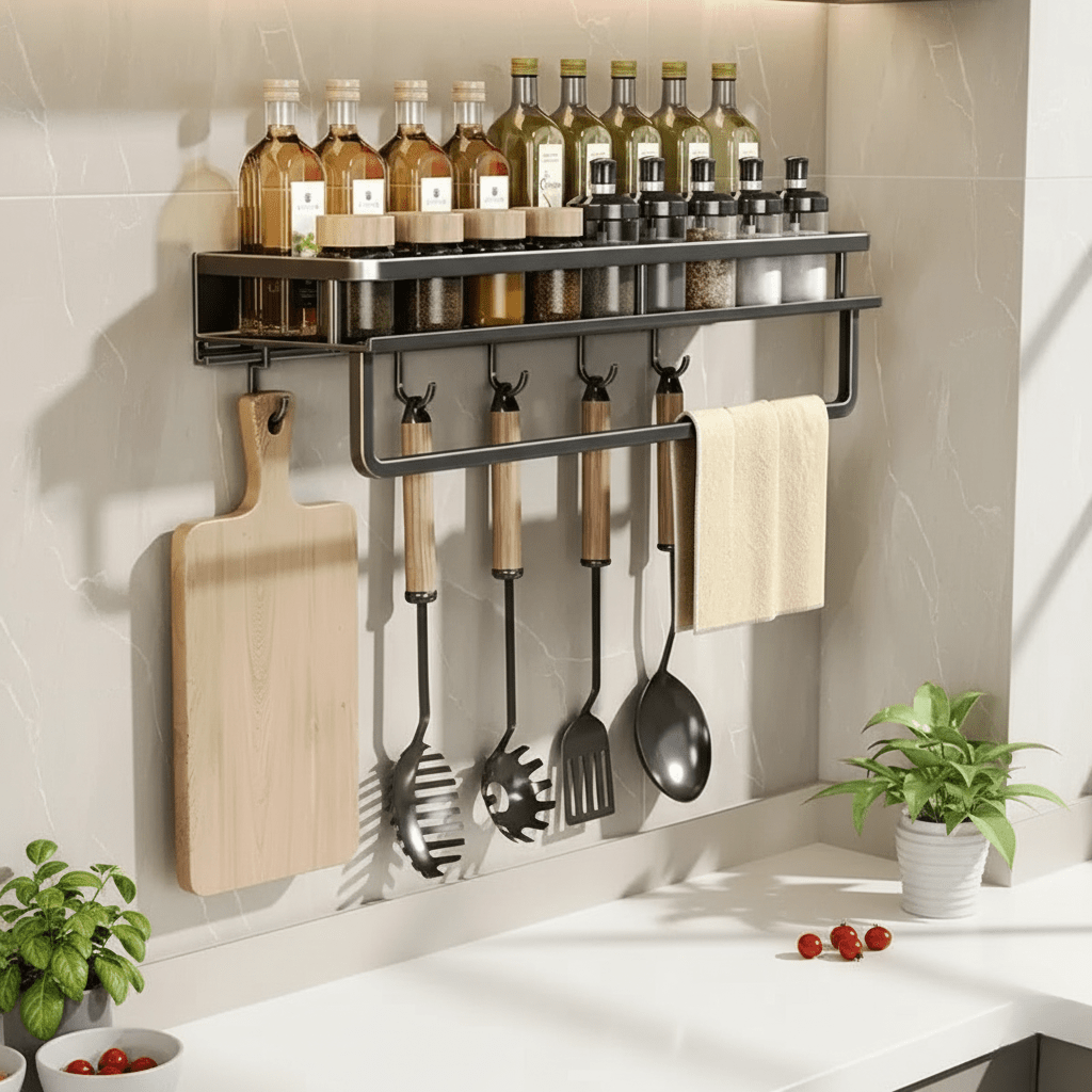 Estante de Pared Práctico NovaShelf para Tus Esenciales de Cocina