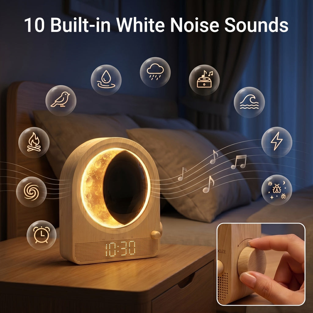 Macchina per luce dell'alba e rumore bianco per un sonno riposante