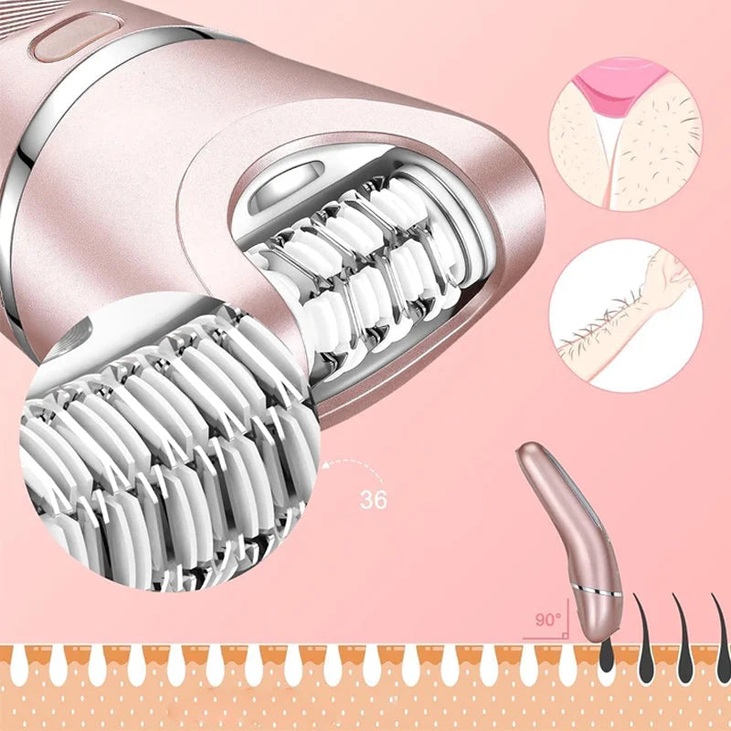 3-in-1 Rechargeable Waterproof Shaver for Face Body and Bikini Line Electric Women’s Shaver with Replaceable Heads