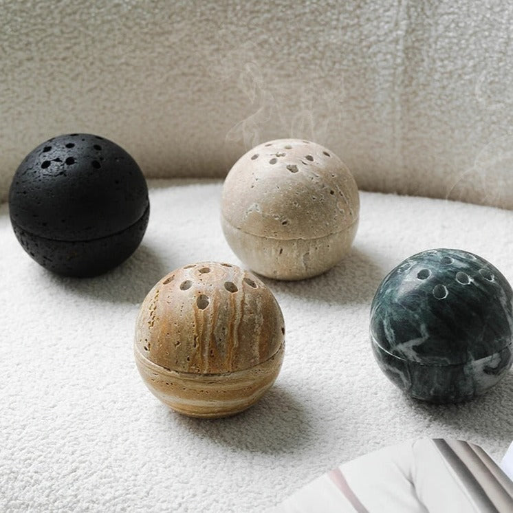 Marble Stone Incense Burner With Cave Hole Design In 7 Colours