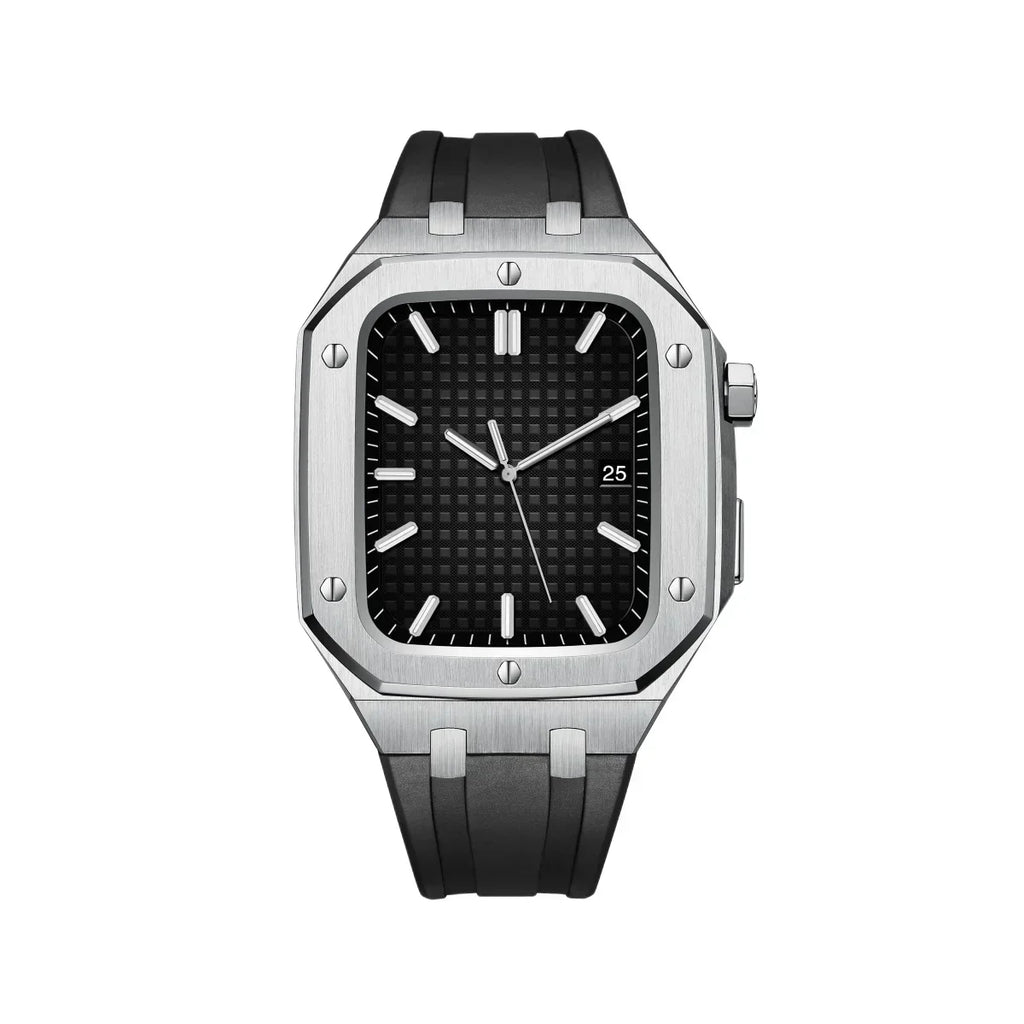 Kit cu bandă din silicon AP9009 și carcasă din oțel inoxidabil 316L pentru Apple Watch