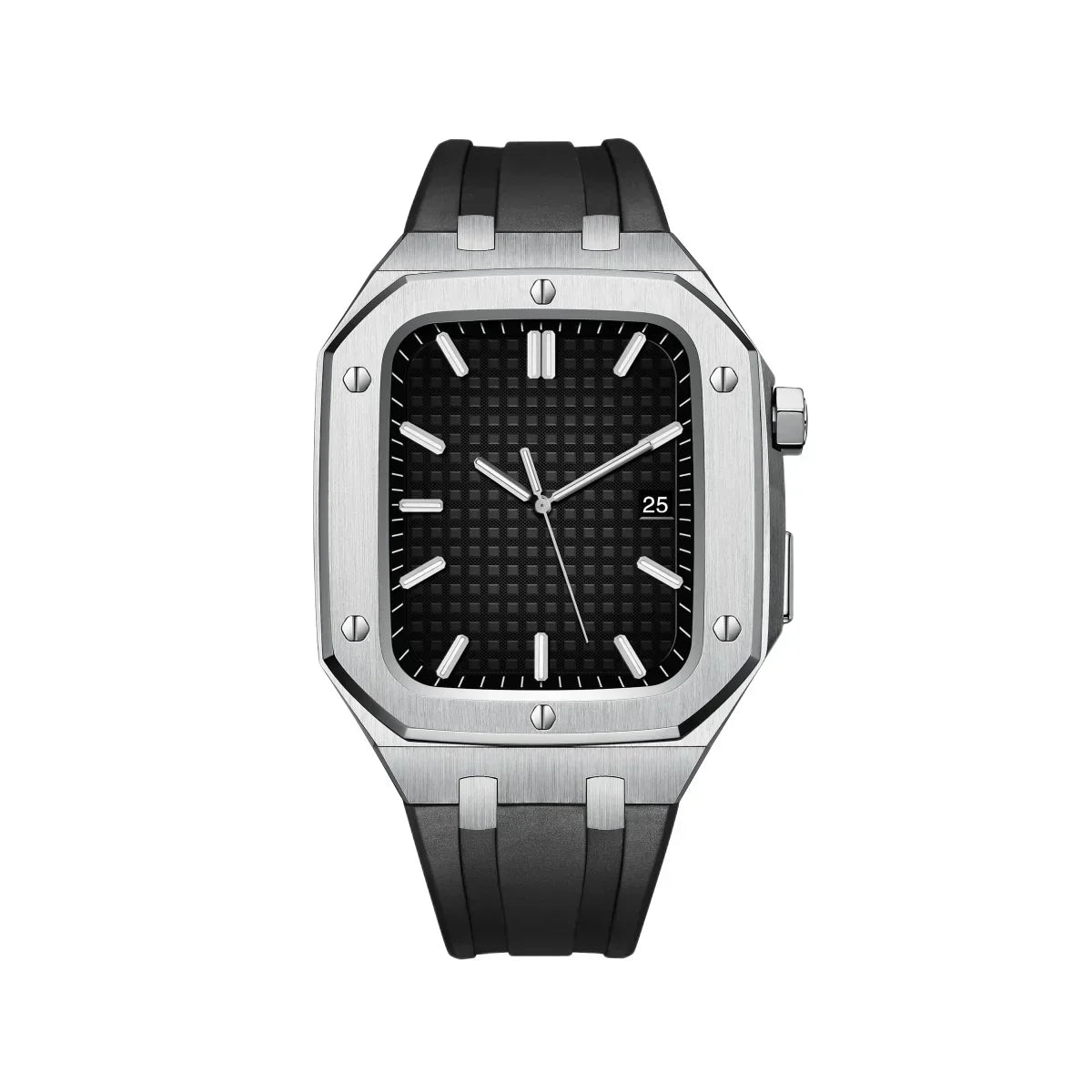 Kit cu bandă din silicon AP9009 și carcasă din oțel inoxidabil 316L pentru Apple Watch
