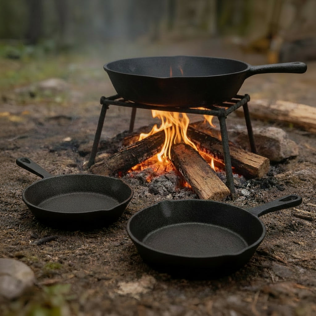 Non Coated Frying Pan Set for Even Heat Cooking