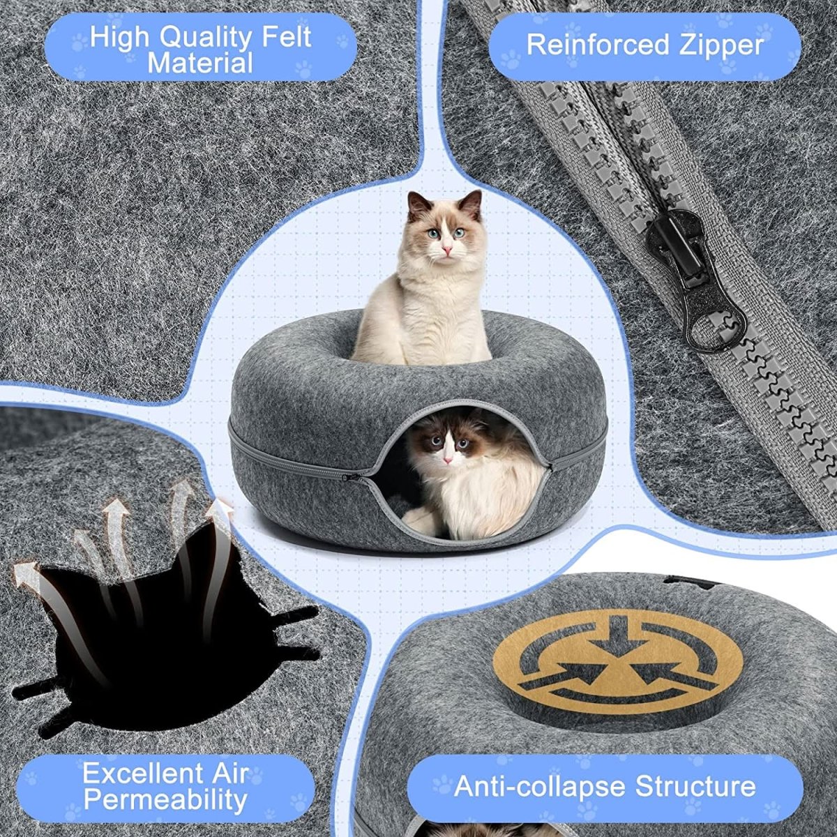 SerenePaw Tunnel Di Lusso Per Gatti Con Area Dormitorio Per Gatti Da Interno