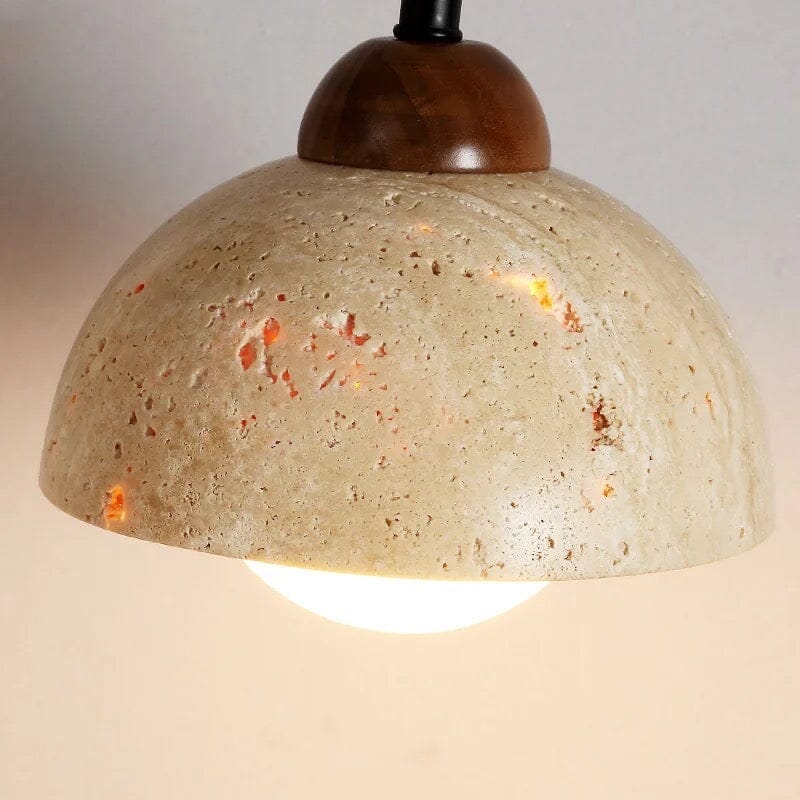 Aster Travertynowa Lampa Ścienna z Drewnianym Akcentem Kinkietowym
