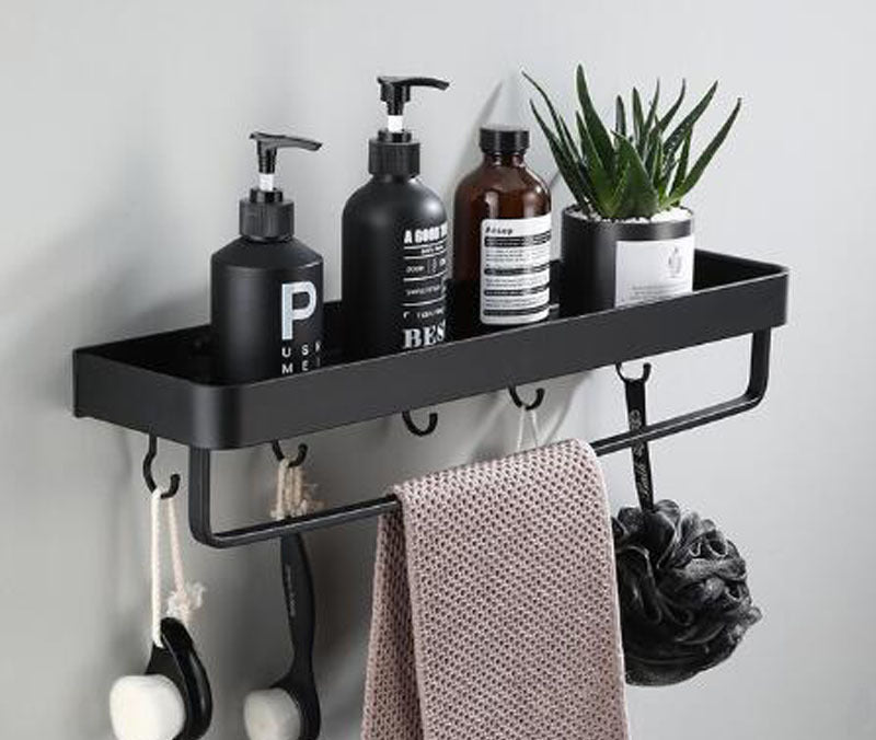 Kellan Black Space Aluminum Wall Mount Bathroom Rack Organizer