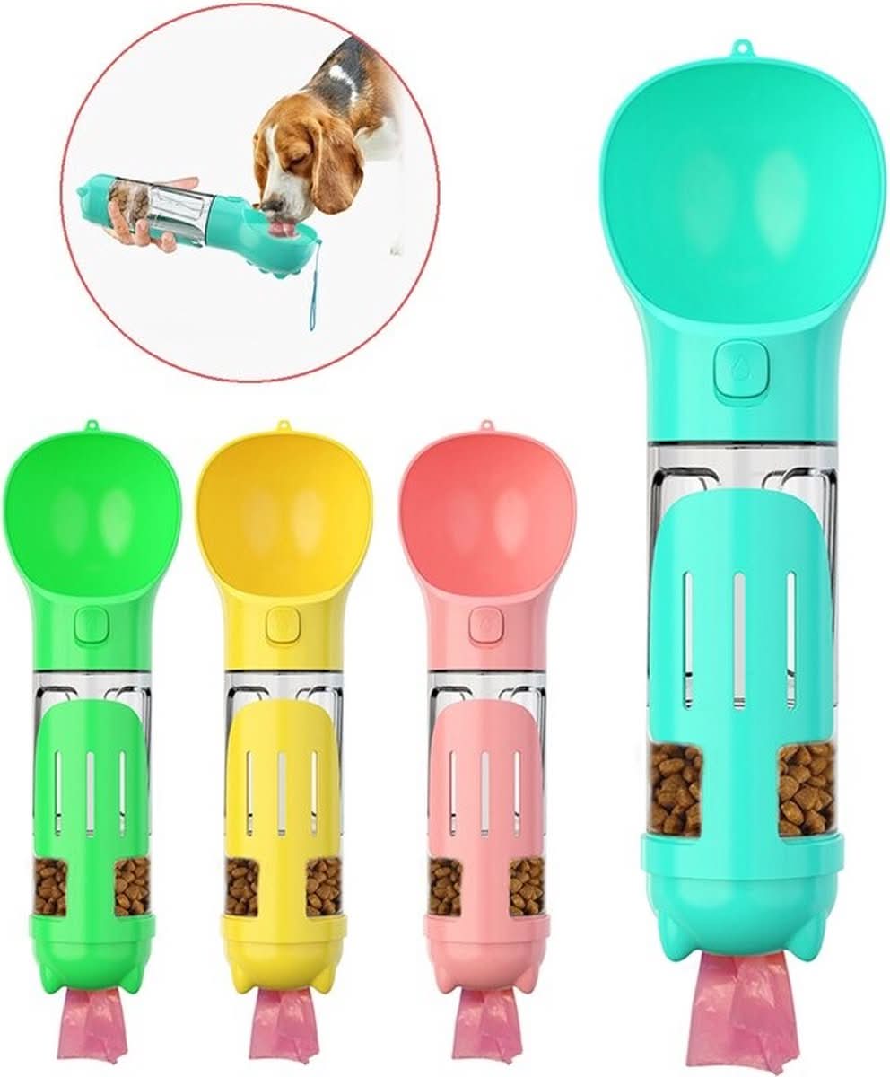 TrailPaw Bottle Portable 2In1 Dog Drinking And Feeding Bottle With Waste Bag Holder