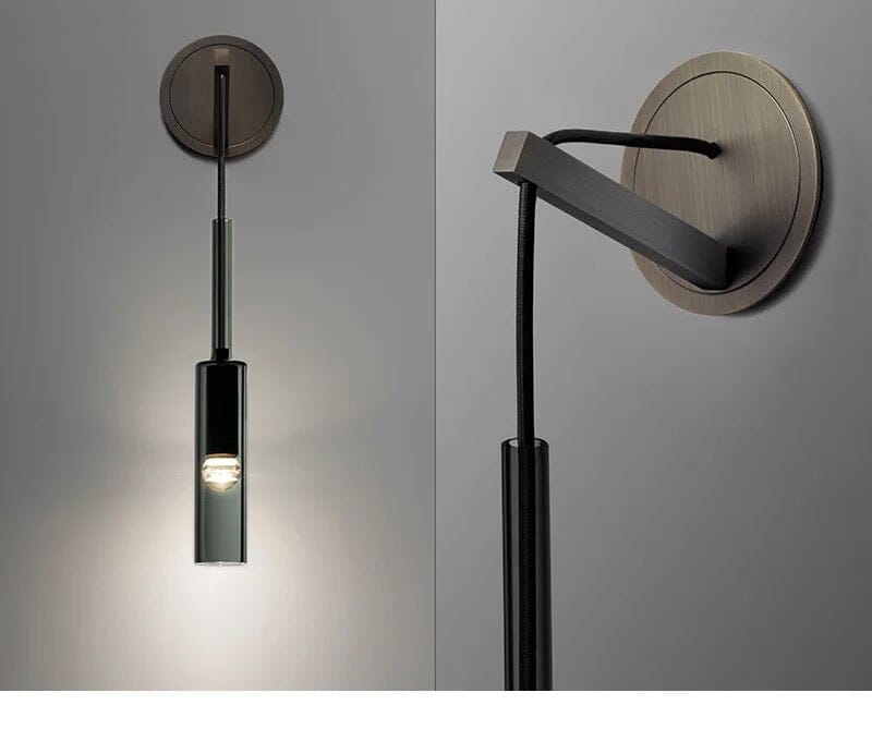 Vellara Smoky Gray Glass Wall Light With Luxe Finish