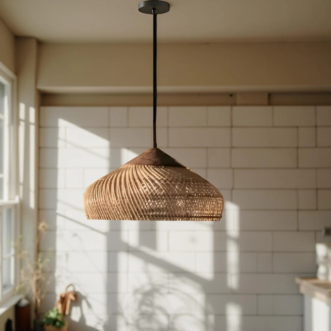 LumaRattan ručně tkané ratanové boho závěsné stropní světlo
