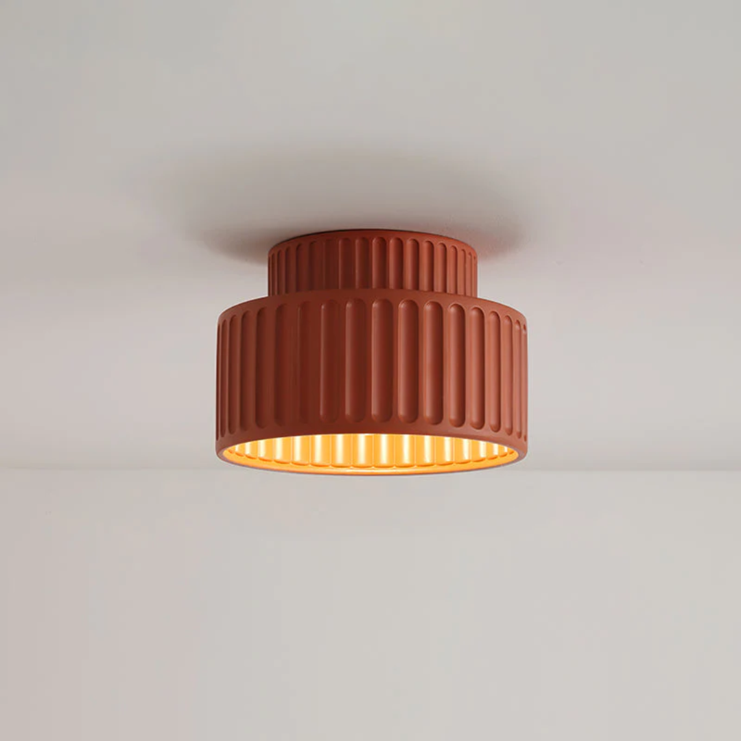 LumaArc Ribbed Vintage Ceiling Light For Low Ceilings