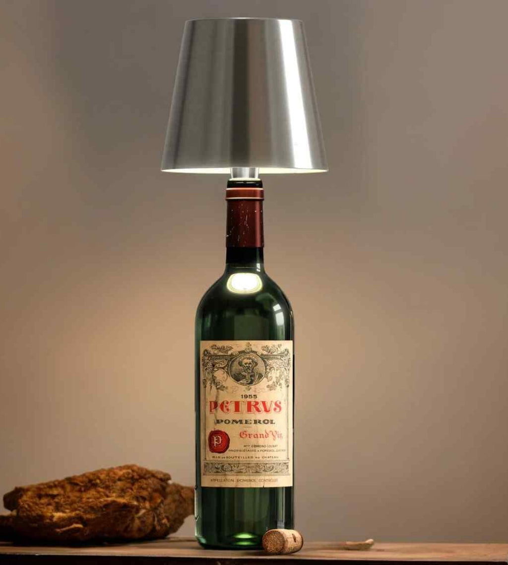 Aluminium LED-fleslamp, oplaadbare tafellamp voor wijnflessen, warm licht